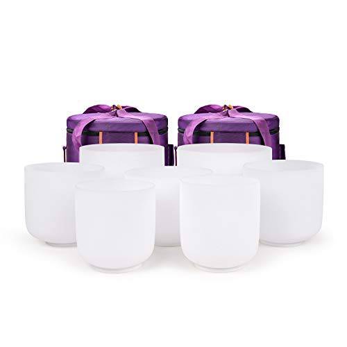 TOPFUND 6-10 inch Chakra Set of 7 Crystal Singing Bowls - TOPFUND Crystal Singing Bowl